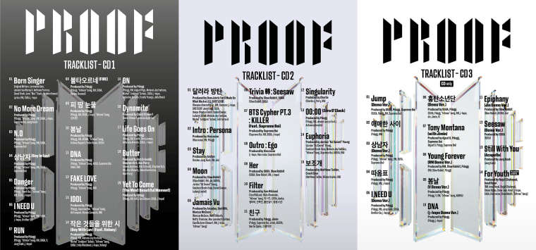 The official tracklist of BTS' three-disc anthology album, “Proof."