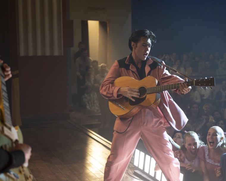Austin Butler portraying Elvis Presley in the upcoming biopic "Elvis."