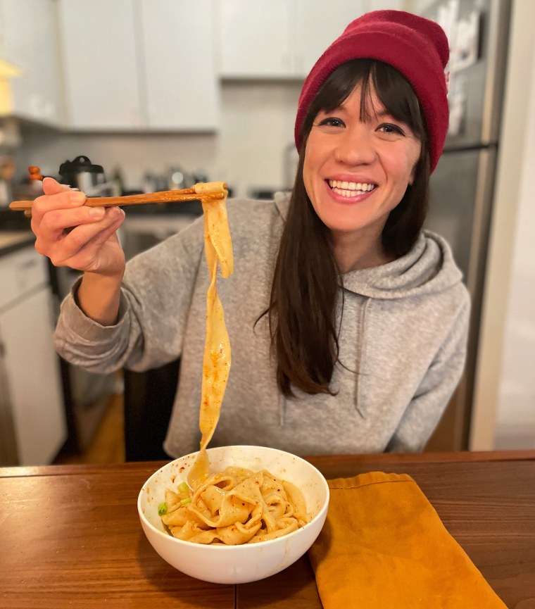 Though the teaching artist does more than sing about food on her platforms, her dumpling song has become a TikTok sensation. Speaking to TODAY, she said her favorite food is biangbiang noodles (hand-pulled "slap noodles").