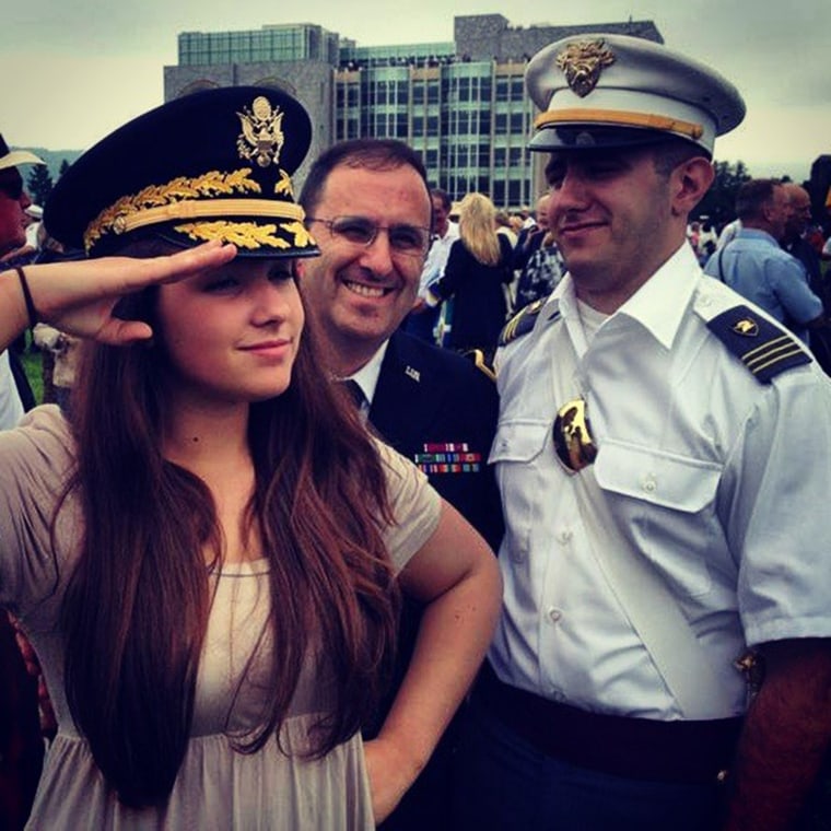 Amelia and Matthew Greene with their father before his death in 2014. 