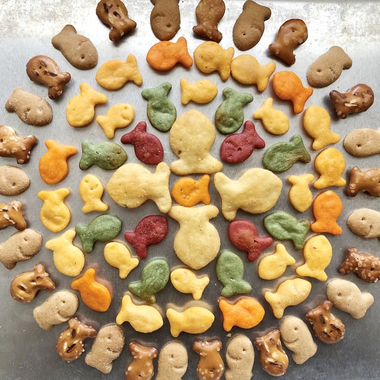 Express yourself with different sizes of Goldfish crackers. As a nutritional professional, I assure you this is totally normal behavior.