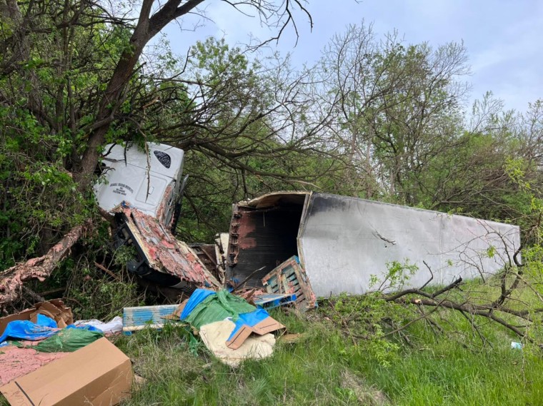 Don't call it a crime scene: The pink stuffing typically found inside hot dogs could be found splayed out on the Pennsylvania highway for over four hours.