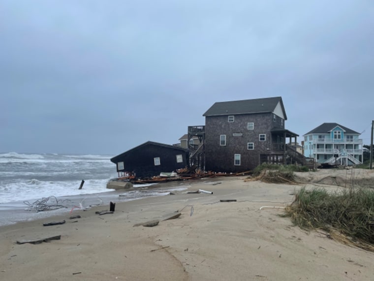 A collapsed home on Ocean Drive in Rodanthe, on Hatteras Island along North Carolina's Outer Banks.