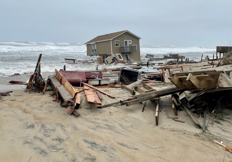 Officials said two homes on Ocean Drive collapsed amid heavy winds and rough seas Tuesday.