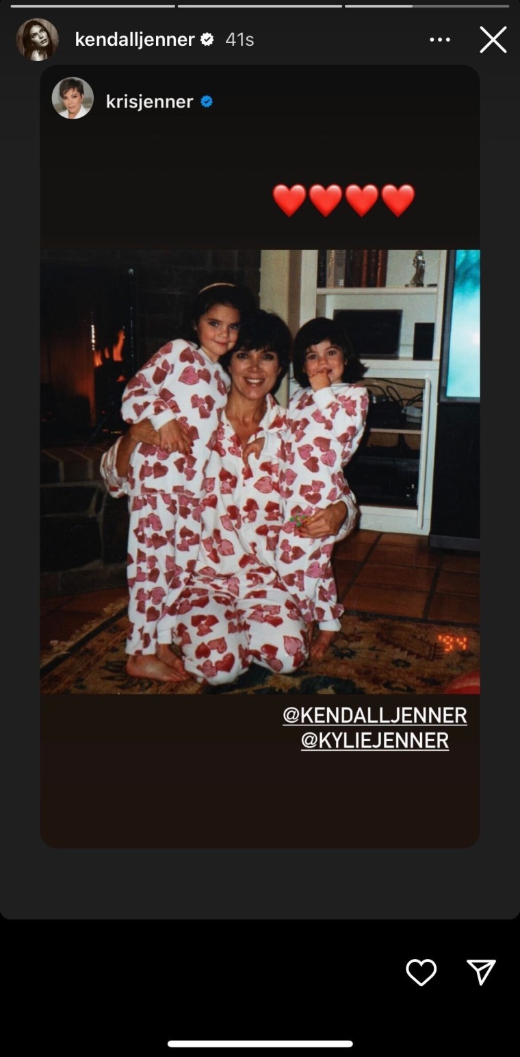 Kendall added her mom's throwback photo to her own Instagram story.