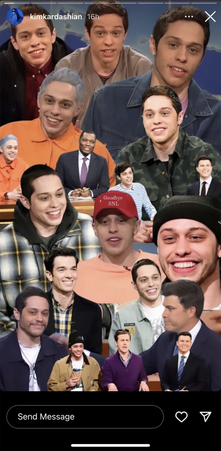 Kardashian shared a cute collage of her boyfriend on "SNL" over the years, along with pics of his fellow cast members.