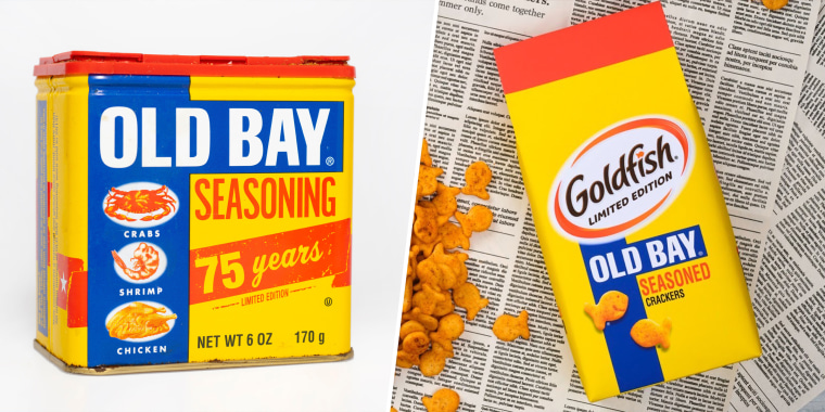 Pepperidge Farms’ new Goldfish flavor comes in fun packaging that recalls the familiar bright yellow of Old Bay seasoning containers, no boiling required.