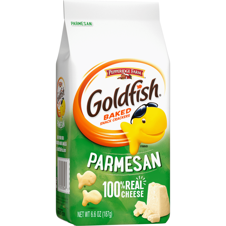 Parmesan Goldfish have a big bite of real Parmesan, but it's mostly at the tail-end.