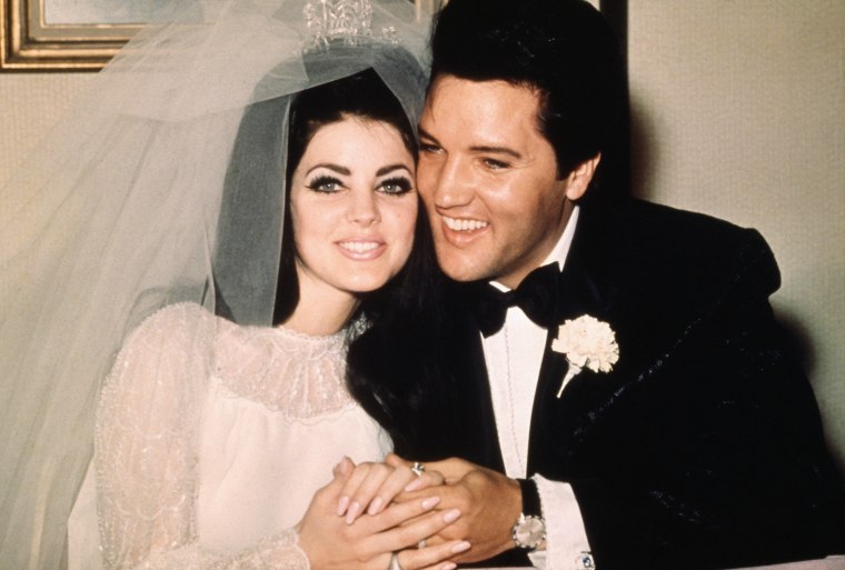 Elvis Presley Smiling with Bride Priscilla