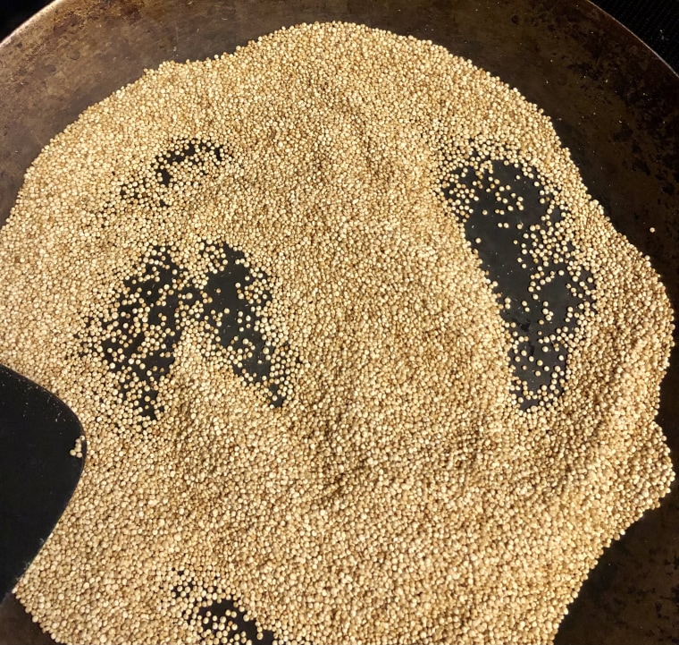 Toasting the quinoa only takes a few minutes, and it’ll tell you when it’s ready.