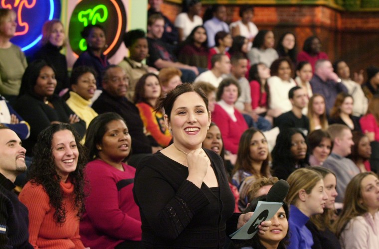 Ricki Lake in front of the studio audience on the set of her