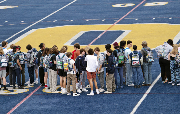 Oxford High School students walk out of classes Thursday to show their support for the Uvalde, Texas community.