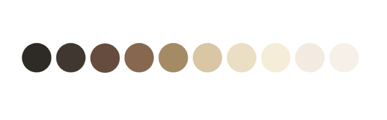 Diez círculos con tonalidades desde más oscura a más clara representan una escala de tonos de piel desarrollada por un investigador de Harvard para ser más inclusiva