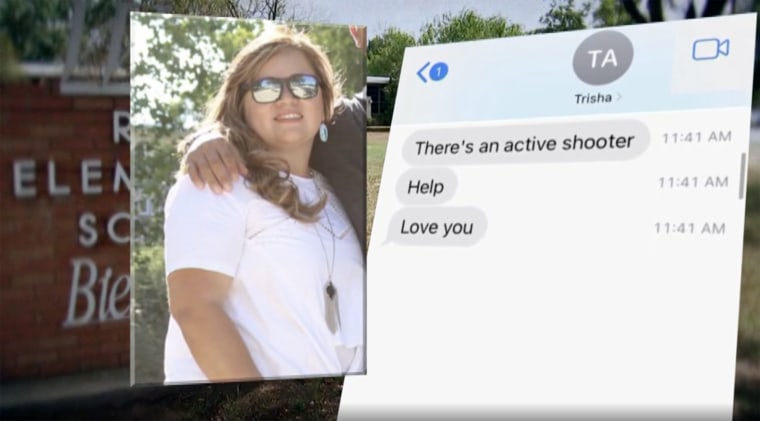 Jacob Alabarado received these texts from his wife, Trisha, a teacher at Robb Elementary School, which prompted him to take action.