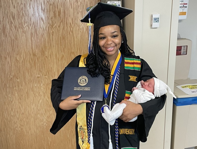 Dillard University graduate Jada Sayles was awarded her degree in the hospital after giving birth to her son Easton.
