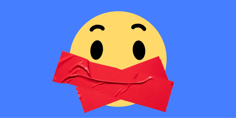 Photo Illustration: A Facebook emoji with tape over its mouth