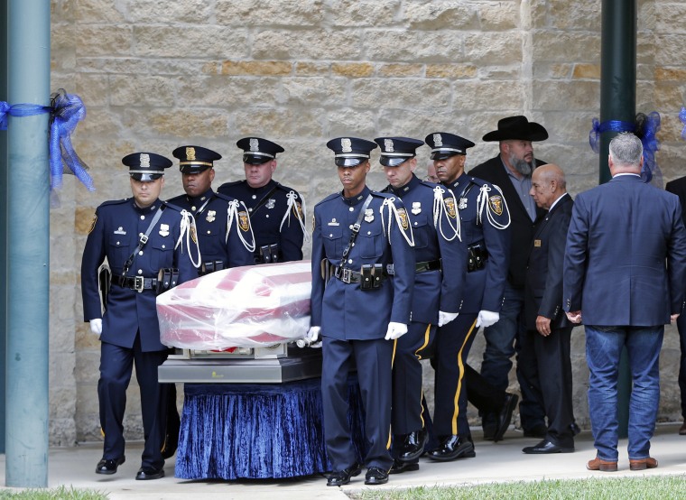 Police officer Garrett Hull's casket