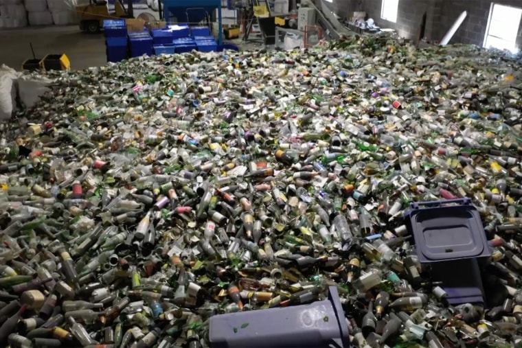 An interior view of the Glass Half Full recycling company in New Orleans, La.