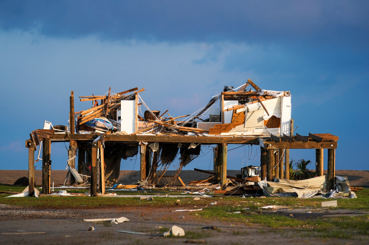 The remnants of a destroyed home are seen in the wake of Hurricane Ida on Sept. 3, 2021, in Grand Isle, La.