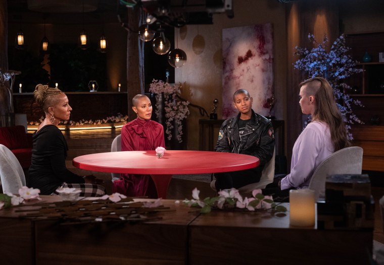 From left, Adrienne Banfield-Norris, Jada Pinkett Smith, Willow Smith and Niki Ball on "Red Table Talk." 