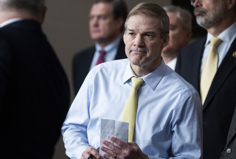 Jim Jordan attends a press conference with members of the Republican Physician Caucus after a meeting of the Republican House of Representatives at the US Capitol on January 19, 2022.