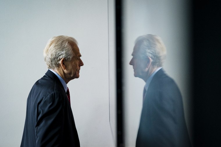 Former White House trade adviser Peter Navarro after departs a COVID-19 coronavirus briefing on Aug 14, 2020 in Washington, D.C.