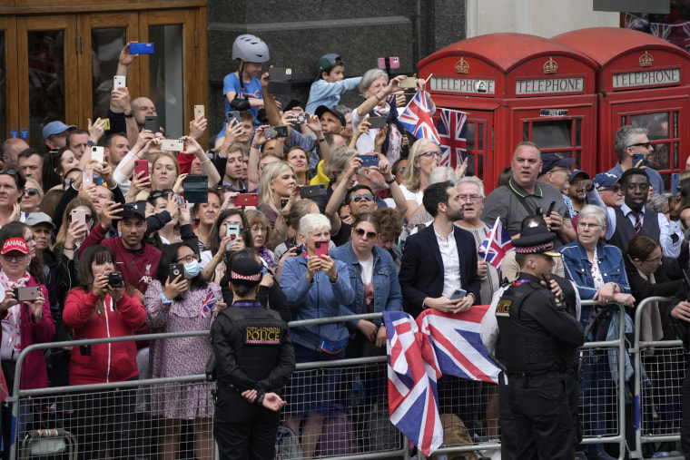 Crowds gathered outside St. Paul's Cathedral for a glimpse of the royals Friday morning.