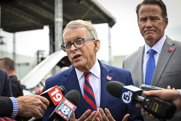 Ohio Gov. Mike DeWine during a news conference on June 2, 2022, in Avon Lake, Ohio.
