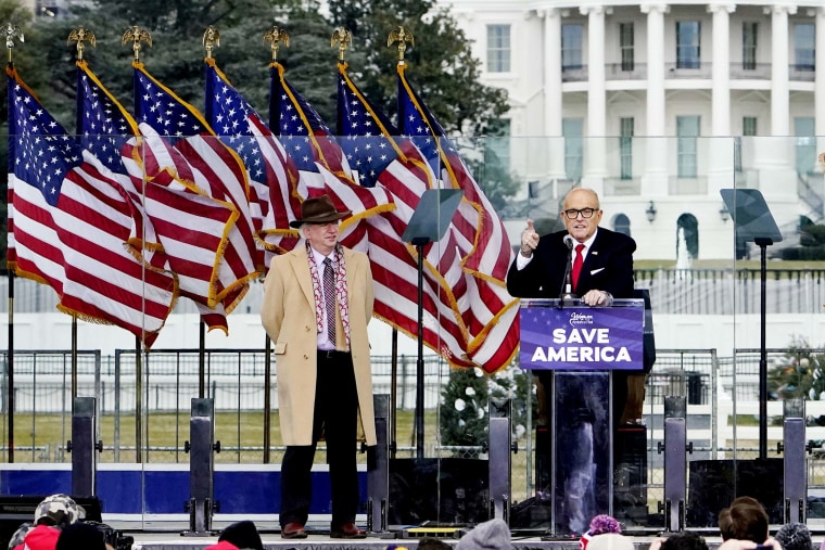 Rudolph Giuliani and John Eastman at the "Save America" rally on Jan. 6, 2021