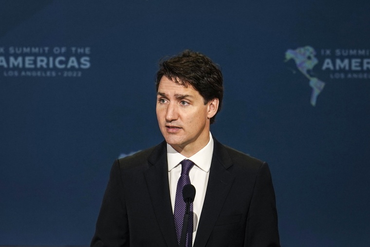 Image: Canadian Prime Minister Justin Trudeau speaks during a plenary session at the Summit of the Americas pn June 10, 2022, in Los Angeles.