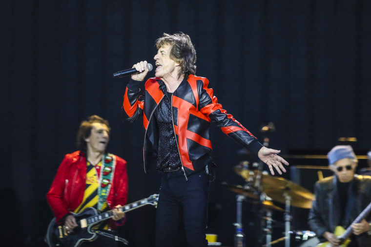 Image: Mick Jagger of the Rolling Stones  on stage at the Anfield stadium in Liverpool, England, during a concert as part of their "Sixty" European tour, on June 9, 2022.