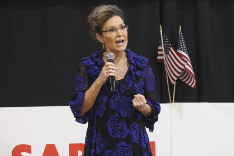Sarah Palin addresses supporters on June 2, 2022, in Anchorage, Alaska.