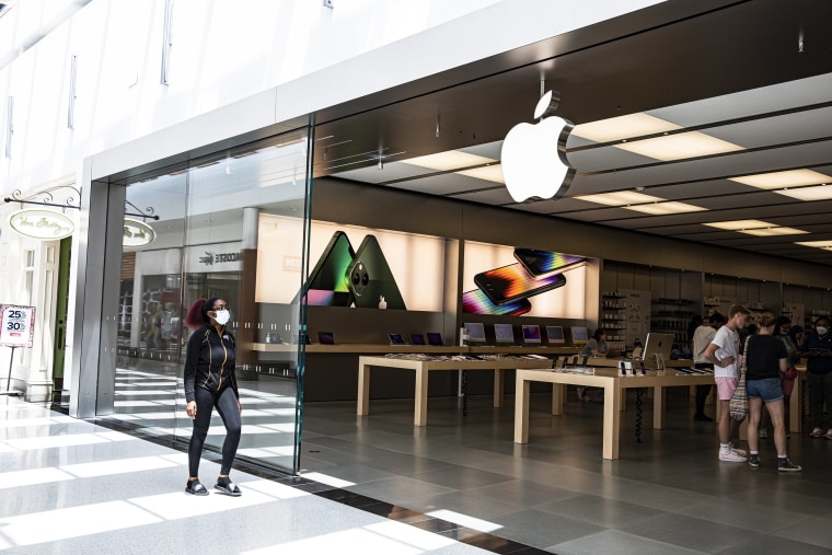 Tiawana Dugger in front of the Apple store where she works in Towson, Maryland in June.