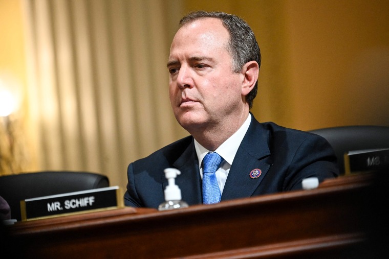Rep. Adam Schiff, D-Calif., listens during the third hearing of the U.S. House Select Committee to Investigate the January 6 Attack on the US Capitol on June 16, 2022.