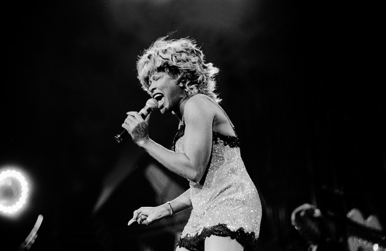 Image: Tina Turner performing at the World Music Theater in Tinley Park, Illinois in 1997.