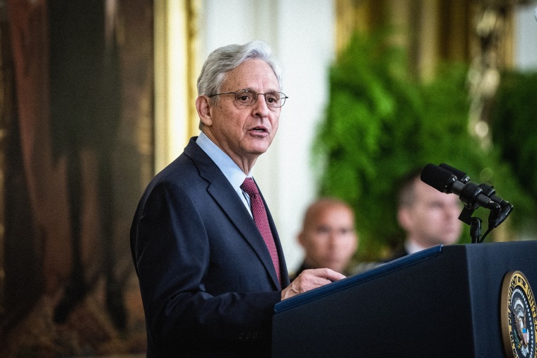 Merrick Garland, U.S. attorney general, speaks during an event to award the Public Safety Officer Medals of Valor in the East Room of the White House on May 16, 2022.