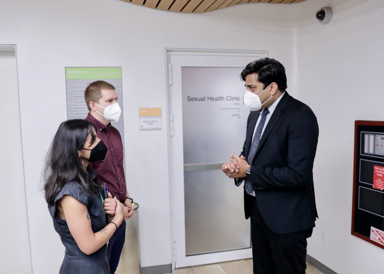 Dr. Ashwin Vasan, the commissioner of the New York City Department of Health and Mental Hygiene gives a tour of the city's sexually transmitted infection clinic, on June 24, 2022.