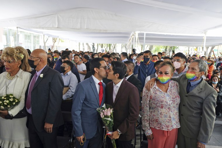 mass wedding ceremony organized by city authorities as part of the LGBTQ pride month