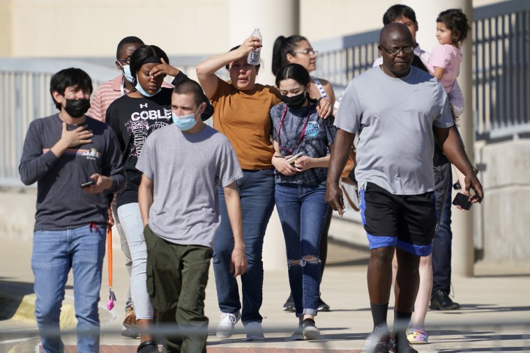 Parents are reunited with their children following the Oct. 6 shooting at Timberview High School. 