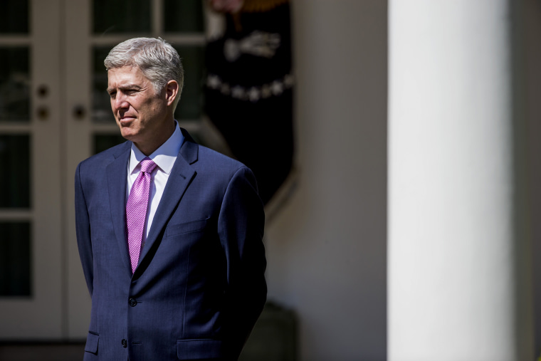 Supreme Court Associate Justice Neil Gorsuch following his confirmation ceremony at the White House on April 10, 2017.