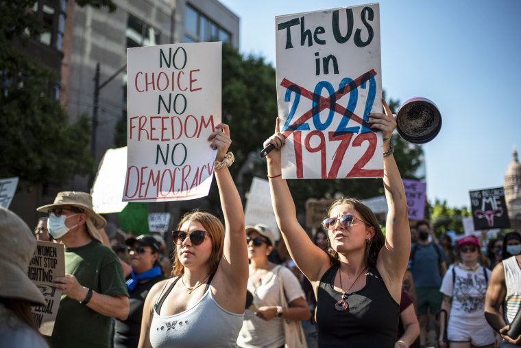 Demonstrators march during an abortion rights rally