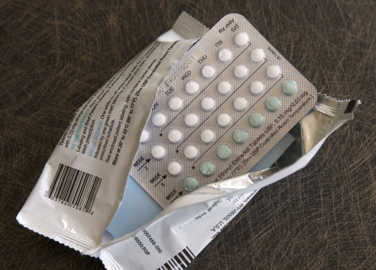A one-month dosage of hormonal birth control pills