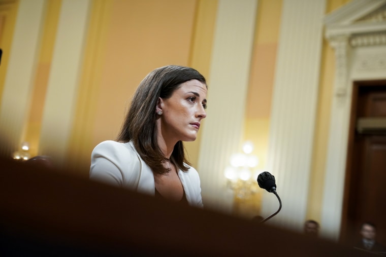 Cassidy Hutchinson, a top aide to former White House chief of staff Mark Meadows, testifies as the House select committee investigates the Jan. 6 attack on the U.S. Capitol on June 28, 2022.