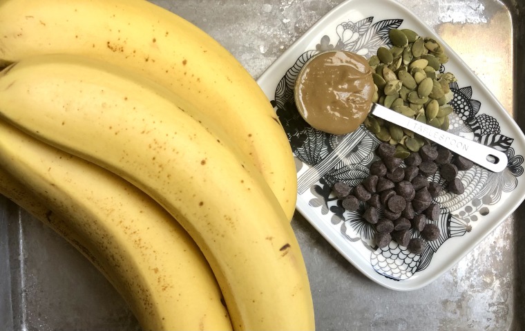 I used sunflower butter and pumpkin seeds for my fried banana split, but you can use any nut or seed butter you like best.
