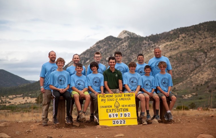 Eli Skrypczak posed with his Troop 73 earlier this month.