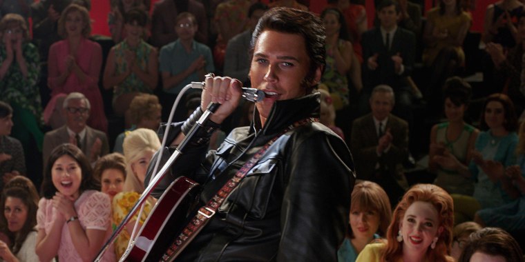 Austin Butler as the titular character in the upcoming biopic "Elvis."