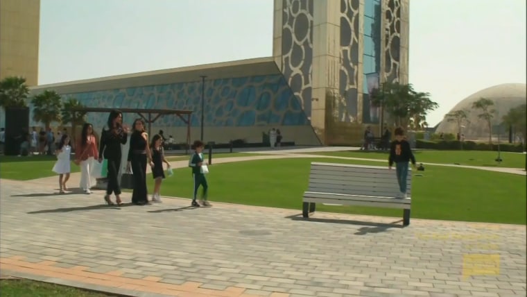 RHODubai Premiere - Sara Al Madani and Nina Ali with their children at the Dubai Frame during the premiere