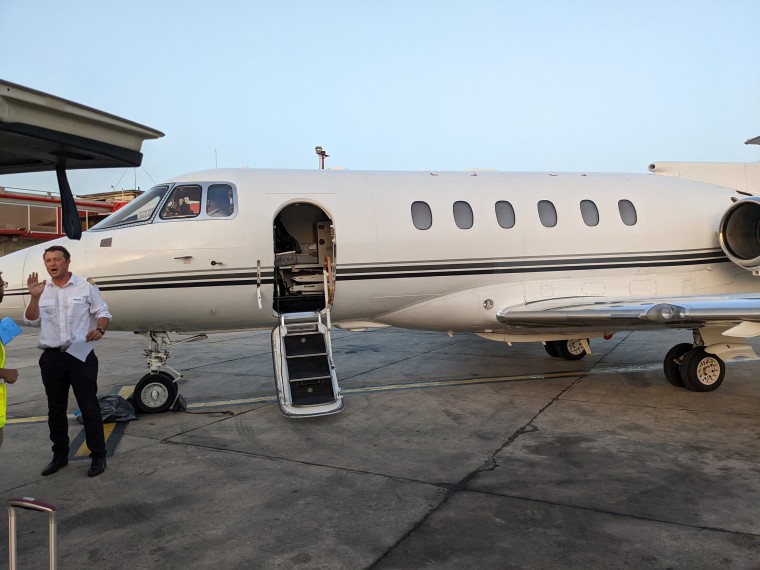 The plane used to transport Andrea Prudente from Malta to Spain to receive life-saving abortion care.