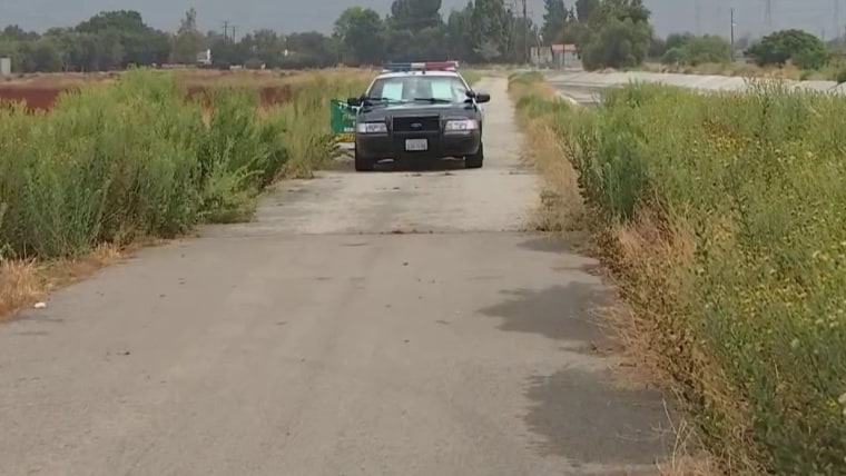 Autoridades llegan a la zona donde un rayo mató a una mujer y sus perros en Pico Rivera, California.