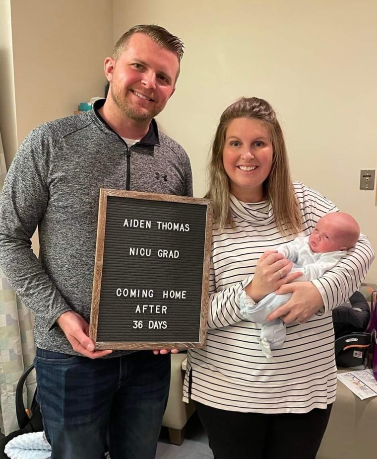 Aiden, otherwise known as baby A, was the first born and the first to come home from the neonatal intensive care unit after he and his siblings were born at 32 weeks.